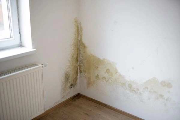 Humedad por capilaridad en la pared de una vivienda de Pamplona